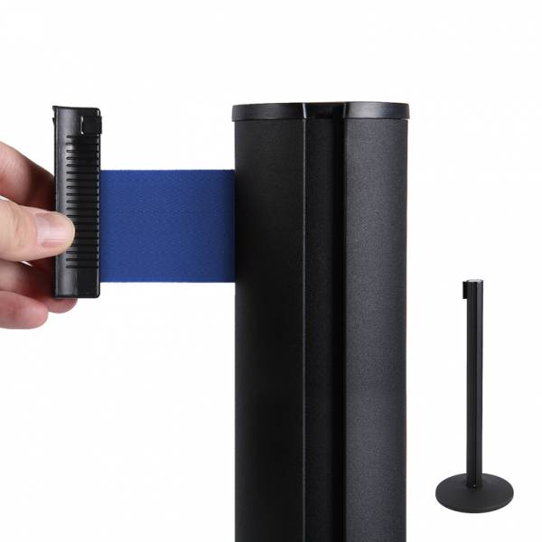 Poste separador negro con cinta extensible (cinta azul)
