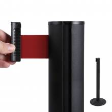 Poste separador negro con cinta extensible (cinta roja)