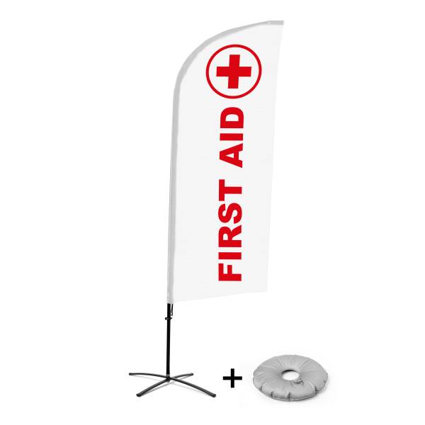 Bandera Aluminio Vela Kit Completo Primeros Auxilios Inglés Base Cruz