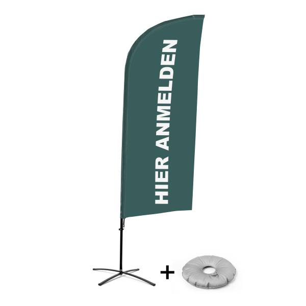 Bandera Aluminio Vela Kit Completo Regístrese Aquí Gris alemán Base Cruz