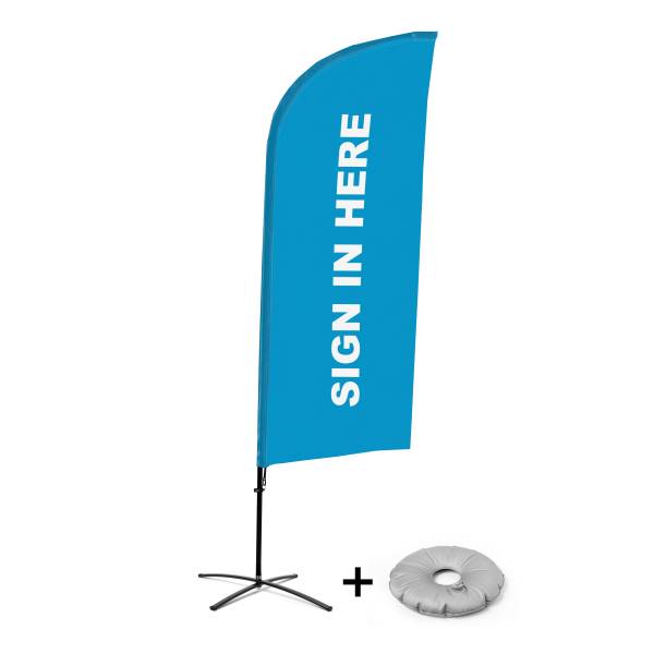 Bandera Aluminio Vela Kit Completo Regístrese Aquí Azul Inglés Base Cruz