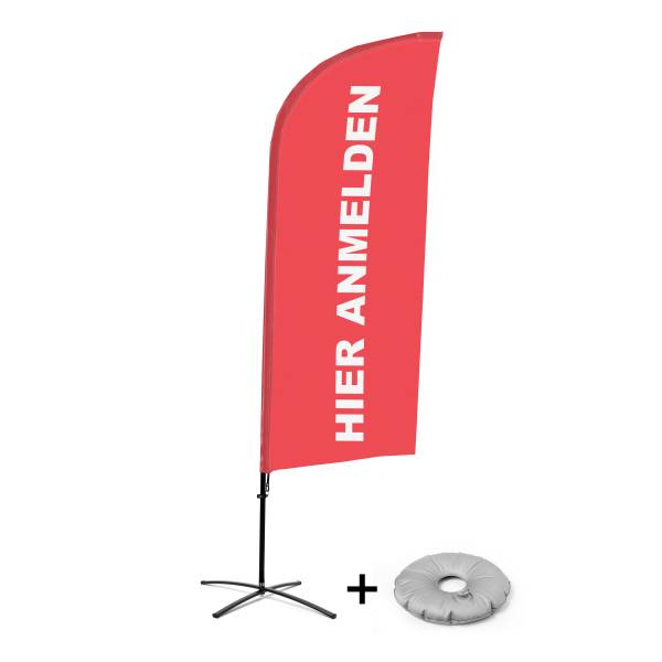 Bandera Aluminio Vela Kit Completo Regístrese Aquí Rojo Alemán Base Cruz