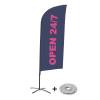 Bandera Aluminio Vela Kit Completo Abierto 24/7 Inglés Base Cruz - 1