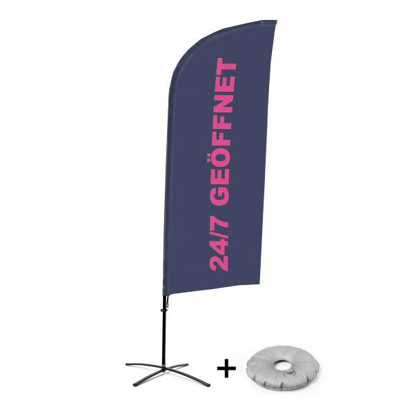 Bandera Aluminio Vela Kit Completo Abierto 24/7 Alemán Base Cruz