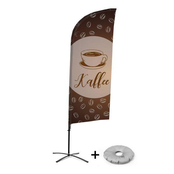 Bandera Aluminio Vela Kit Completo Café Alemán Base Cruz