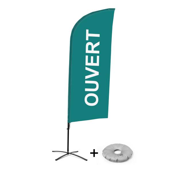 Bandera Aluminio Vela Kit Completo Abierto Verde Francés Base Cruz