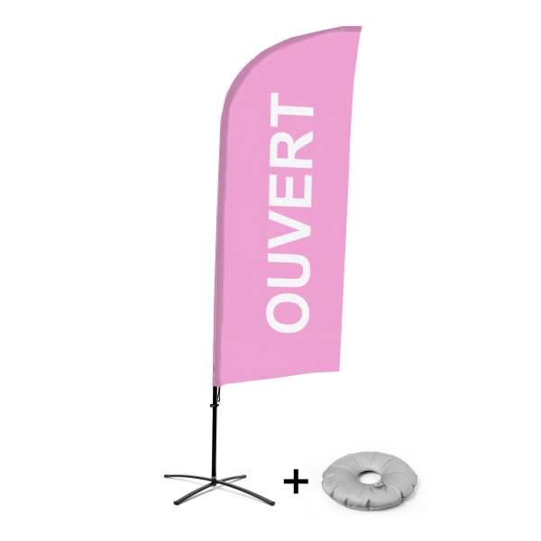 Bandera Aluminio Vela Kit Completo Abierto Rosa Francés Base Cruz