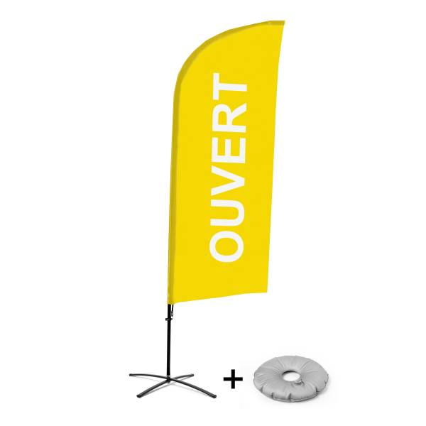 Bandera Aluminio Vela Kit Completo Abierto Amarillo Francés Base Cruz