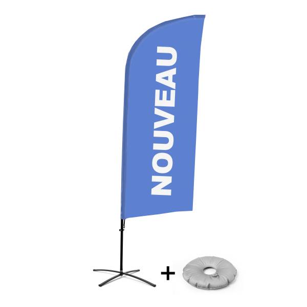 Bandera Aluminio Vela Kit Completo Nuevo Azul Francés Base Cruz