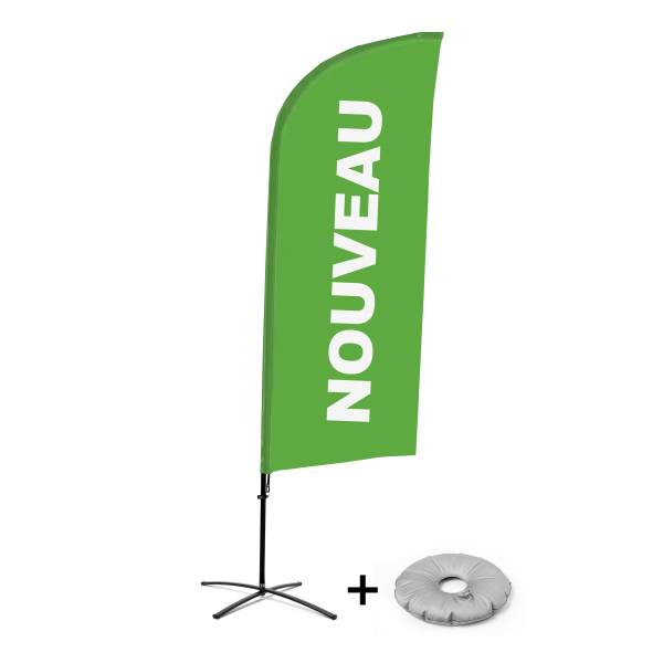 Bandera Aluminio Vela Kit Completo Nuevo Verde Francés Base Cruz