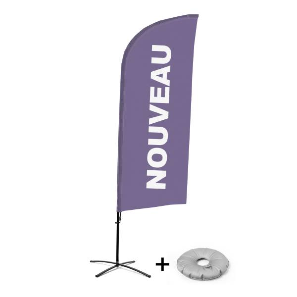 Bandera Aluminio Vela Kit Completo Nuevo Púrpura Francés Base Cruz