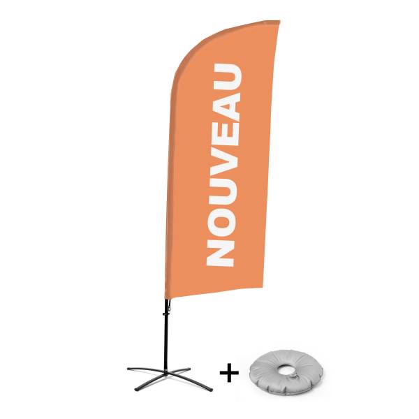 Bandera Aluminio Vela Kit Completo Nuevo Naranja Francés Base Cruz