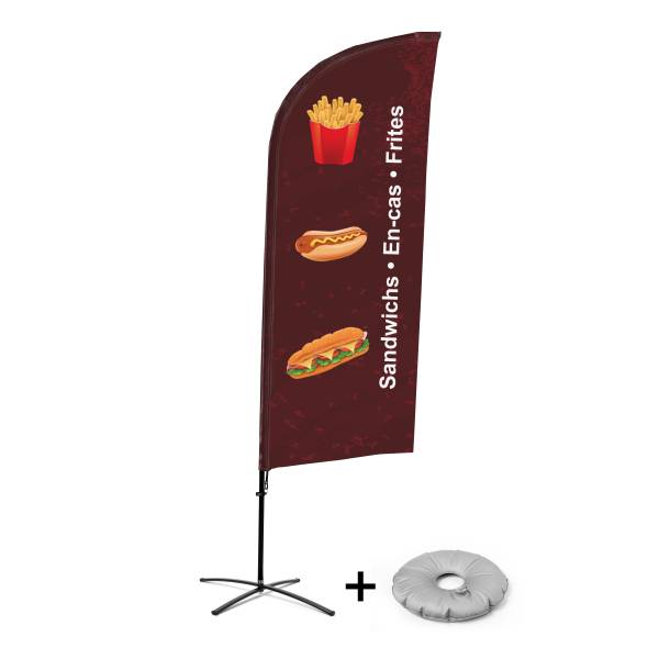 Bandera Aluminio Vela Kit Completo Bocadillos Francés Base Cruz