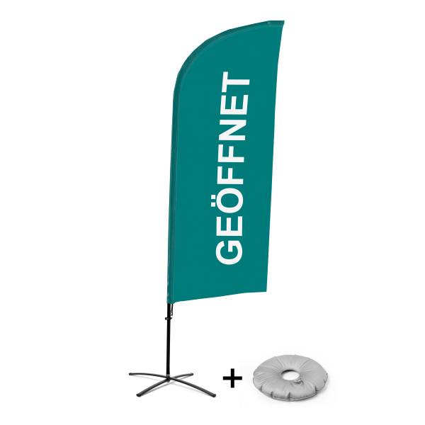 Bandera Aluminio Vela Kit Completo Abierto Verde Alemán Base Cruz
