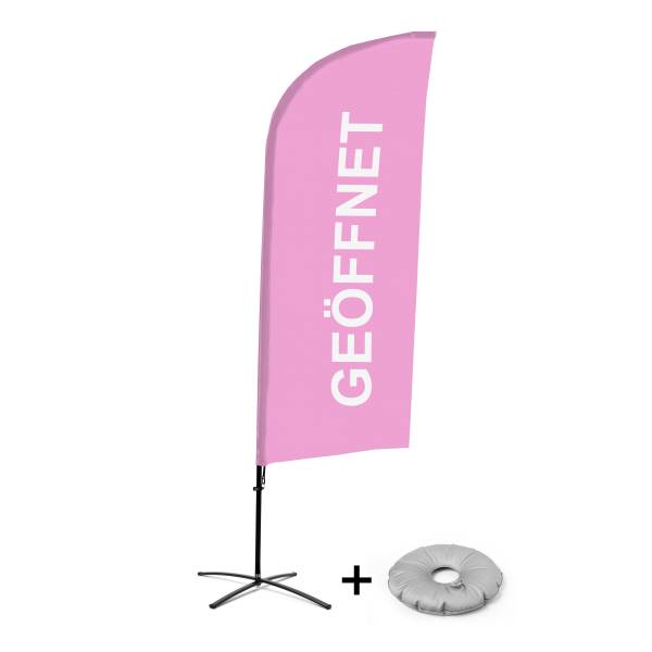 Bandera Aluminio Vela Kit Completo Abierto Rosa Alemán Base Cruz