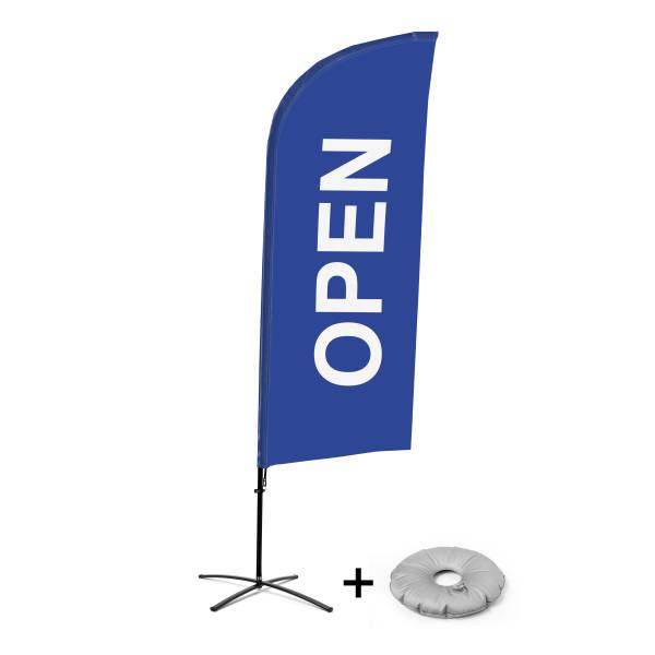 Bandera Aluminio Vela Kit Completo Abierto Azul Inglés Base Cruz