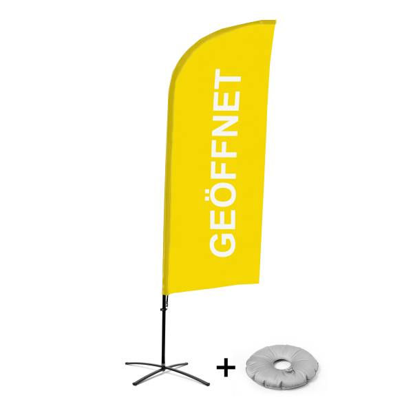 Bandera Aluminio Vela Kit Completo Abierto Amarillo Alemán Base Cruz