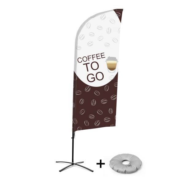 Bandera Aluminio Vela Kit Completo Café para llevar Inglés Base Cruz