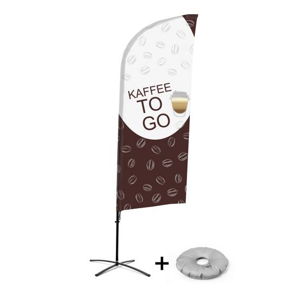 Bandera Aluminio Vela Kit Completo Café para llevar Alemán Base Cruz