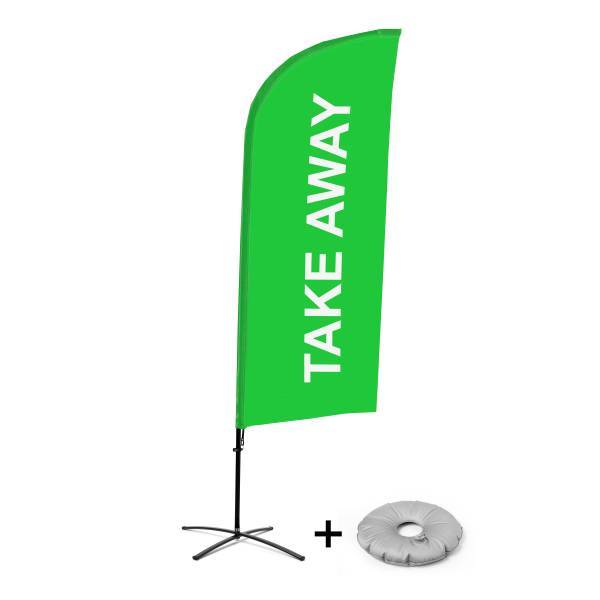 Bandera Aluminio Vela Kit Completo Comida para Llevar Verde Base Cruz