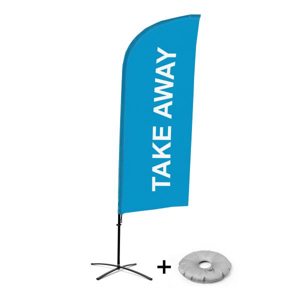 Bandera Aluminio Vela Kit Completo Comida para Llevar Azul Base Cruz