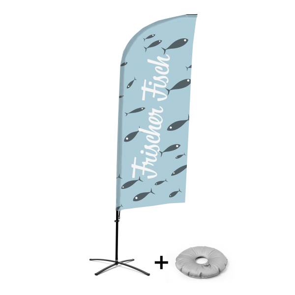 Bandera Aluminio Vela Kit Completo Pescado Fresco Alemán Base Cruz