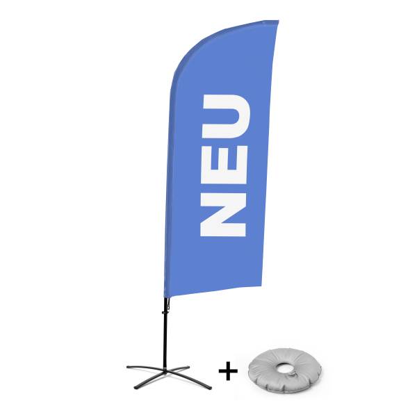 Bandera Aluminio Vela Kit Completo Nuevo Azul Alemán Base Cruz