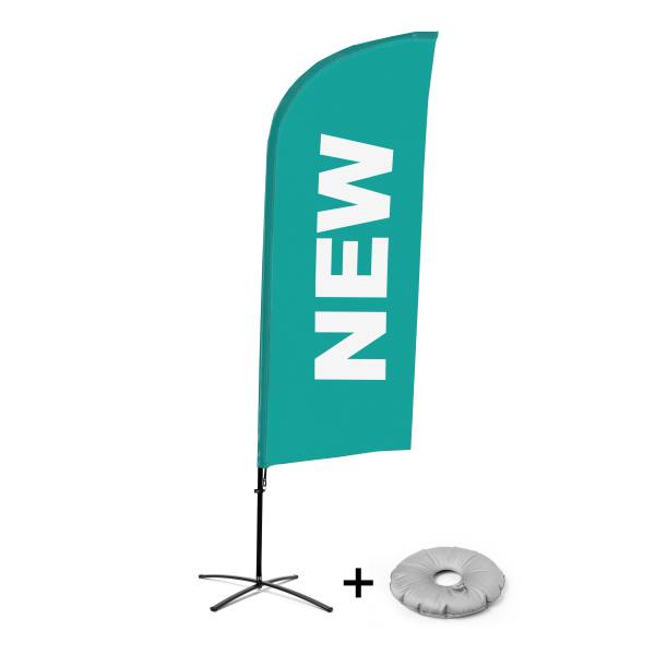 Bandera Aluminio Vela Kit Completo Nuevo Turquesa Inglés Base Cruz
