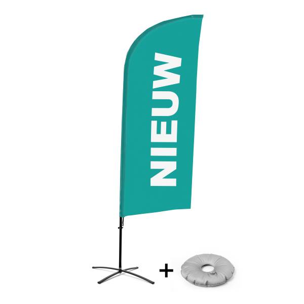 Bandera Aluminio Vela Kit Completo Nuevo Turquesa Holandés Base Cruz