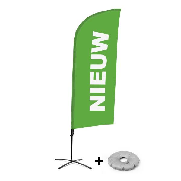 Bandera Aluminio Vela Kit Completo Nuevo Verde Holandés Base Cruz