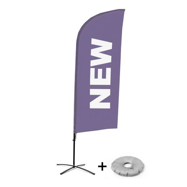 Bandera Aluminio Vela Kit Completo Nuevo Púrpura Inglés Base Cruz