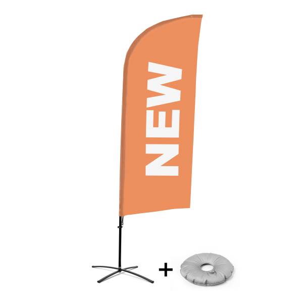 Bandera Aluminio Vela Kit Completo Nuevo Naranja Inglés Base Cruz