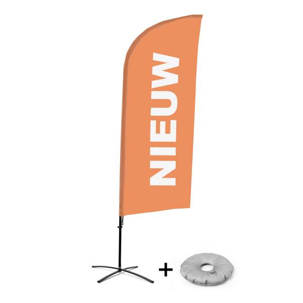 Bandera Aluminio Vela Kit Completo Nuevo Naranja Base Cruz