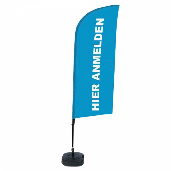 Bandera Aluminio Vela Kit Completo Firme Aquí Azul Alemán