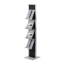 Soporte folletos tótem (negro, 4 estantes)