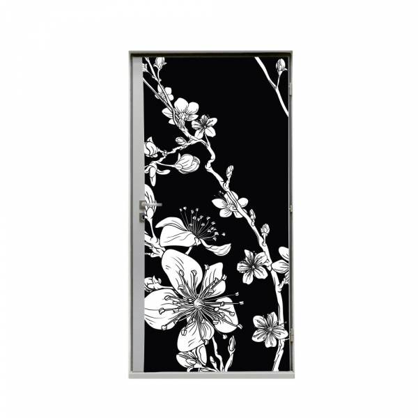 Rotula Puertas 80 cm Flor de Cerezo Japonés Negro
