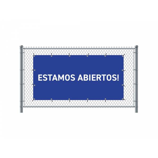 Banner de Valla 300 x 140 cm Abierto Español Azul