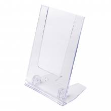 Soporte para folleto y portamenús de sobremesa, formato vertical en "L" graduable