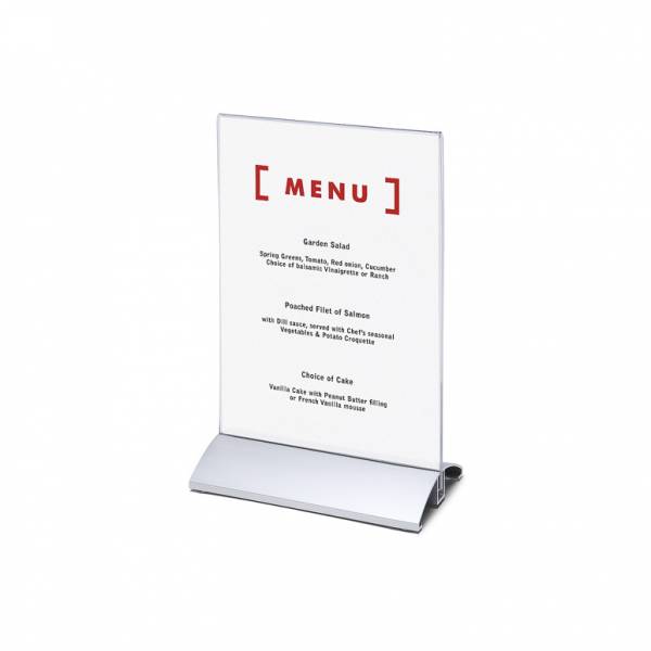 Soporte para folletos y menús vertical, base de aluminio (A5)