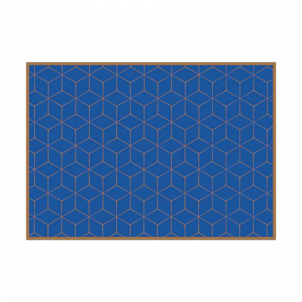 Mantel Individual Hexágono Azul-Marrón