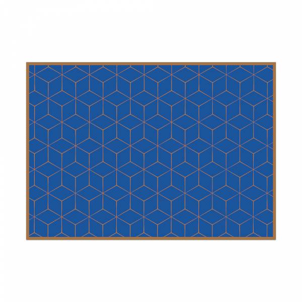 Mantel Individual Hexágono Azul-Marrón