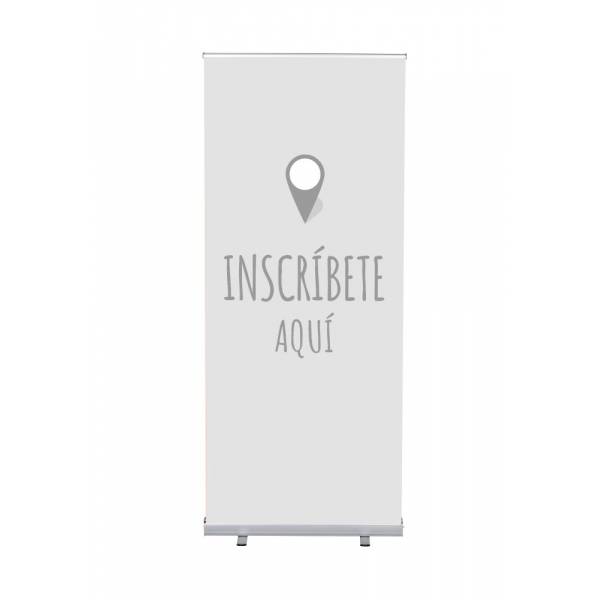 Set Completo Roller-Banner Budget 85 Regístrese aquí Gris Español