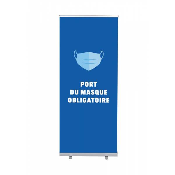 Set Completo Roll-Banner Budget 85 Mascarilla Obligatoria Azul Francés