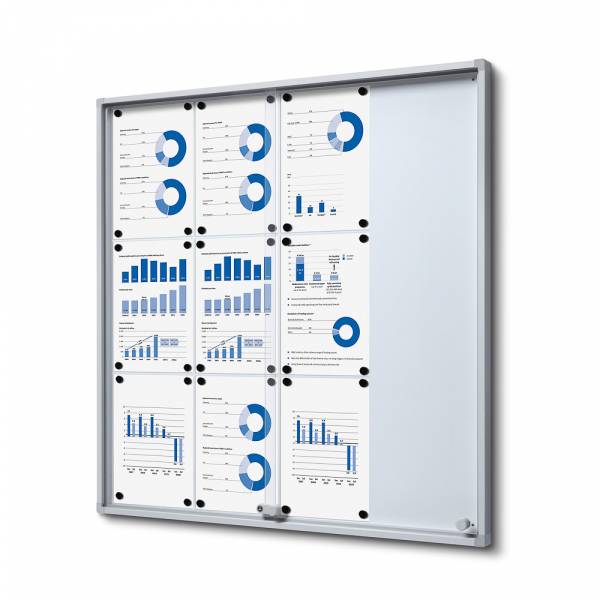 Vitrina Interior Magnética Slim con puertas correderas Con Esquinas De Seguridad 12 x A4