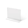 Formato: A6 (105 x 148 mm)
Orientación: Horizontal Soporte para folletos y menús horizontal, doble cara (A6) forma T - 6